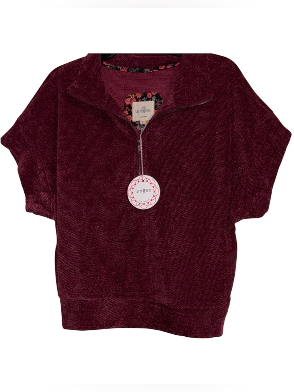 Umgee Half-Zip Short Sleeve Sweater